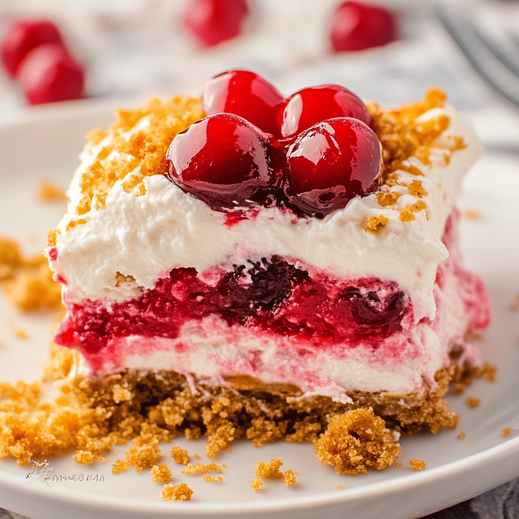 Cherry Cheesecake Lush Dessert No Bake in Dish