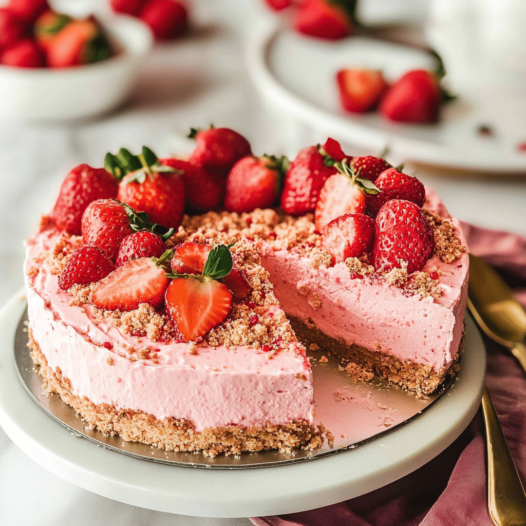 No Bake Strawberry Cheesecake: Easy, Creamy, and Bursting with Summer Flavor 6 No Bake Strawberry Cheesecake