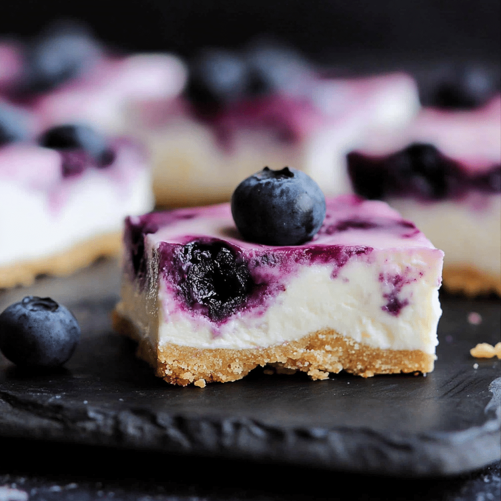 Blueberry Cheesecake Bars No Bake – Easy, Creamy & Irresistible! 6 blueberry cheesecake bars no bake