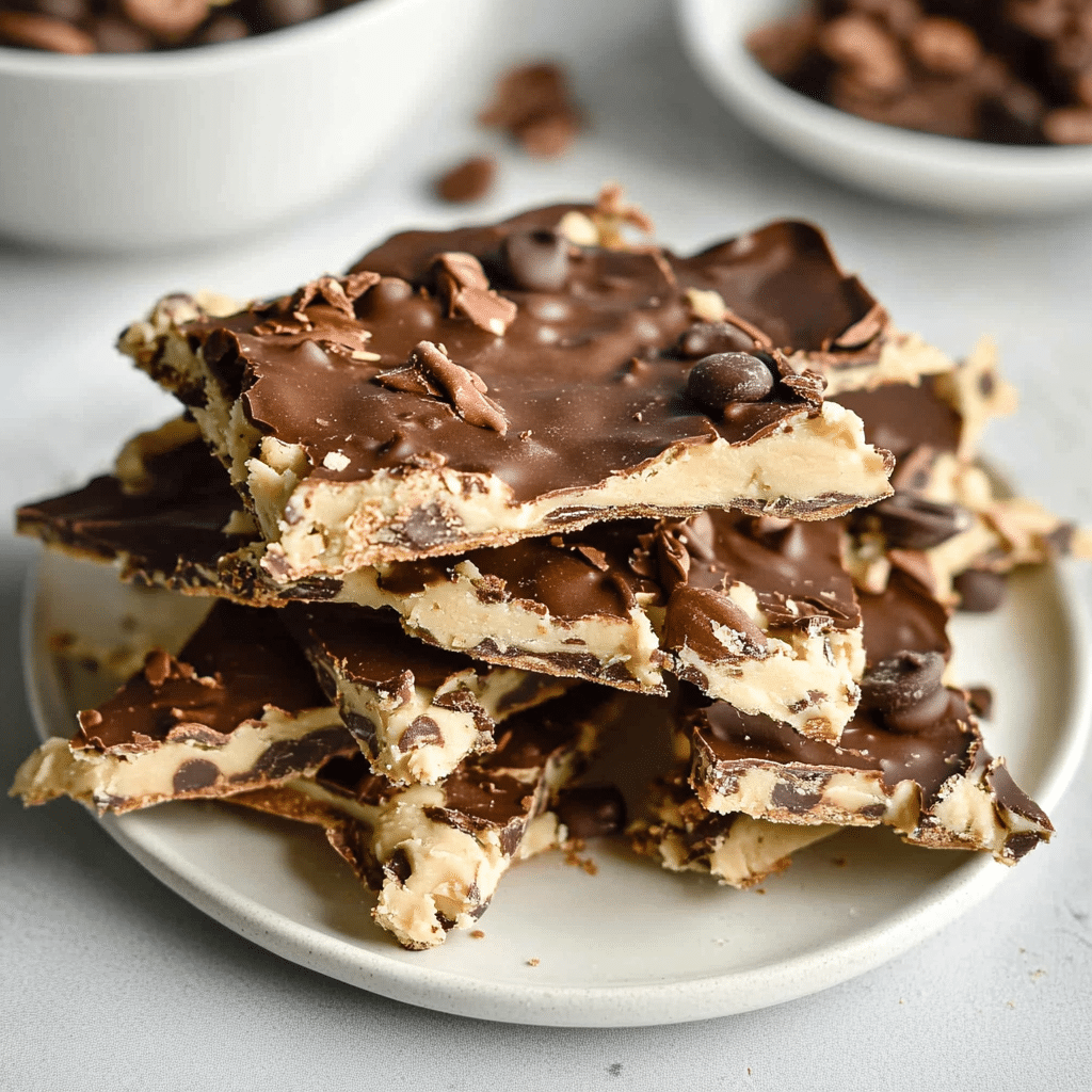 Cottage cheese cookie dough bark broken into pieces