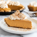 No Bake Pumpkin Pie – Easy, Creamy, and Perfect for Fall 5 No bake pumpkin pie slice on fall table
