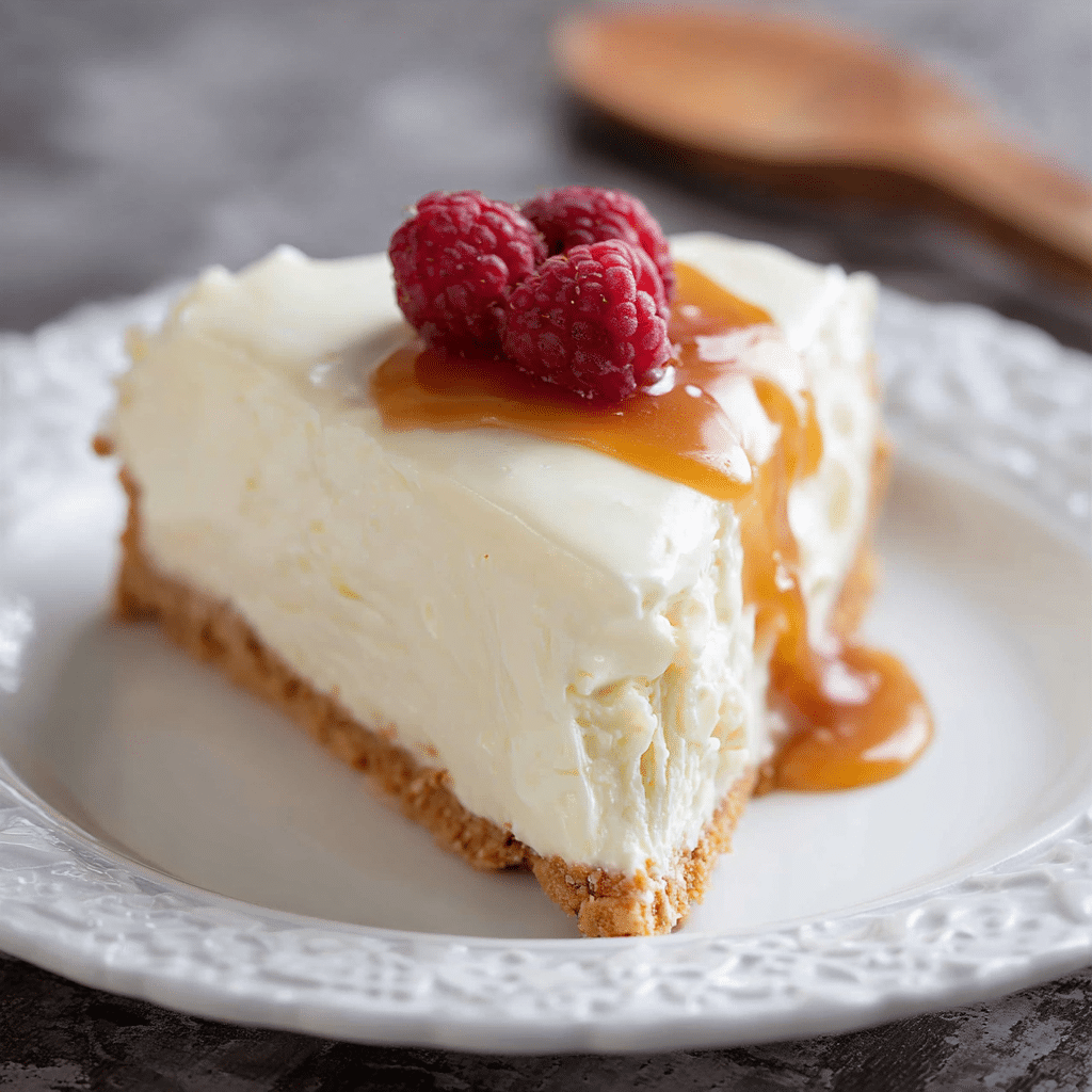 no bake vanilla cheesecake with condensed milk on wooden table