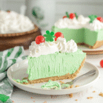 Shamrock Shake Pie: Easy No-Bake Dessert in 5 Minutes 5 Shamrock Shake Pie in graham crust with whipped cream