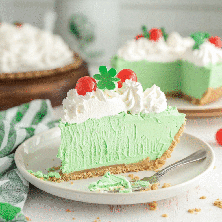 Shamrock Shake Pie: Easy No-Bake Dessert in 5 Minutes 41 Shamrock Shake Pie in graham crust with whipped cream