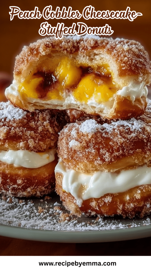 Peach Cobbler Cheesecake-Stuffed Donuts 72 Peach Cobbler Cheesecake Stuffed Donuts