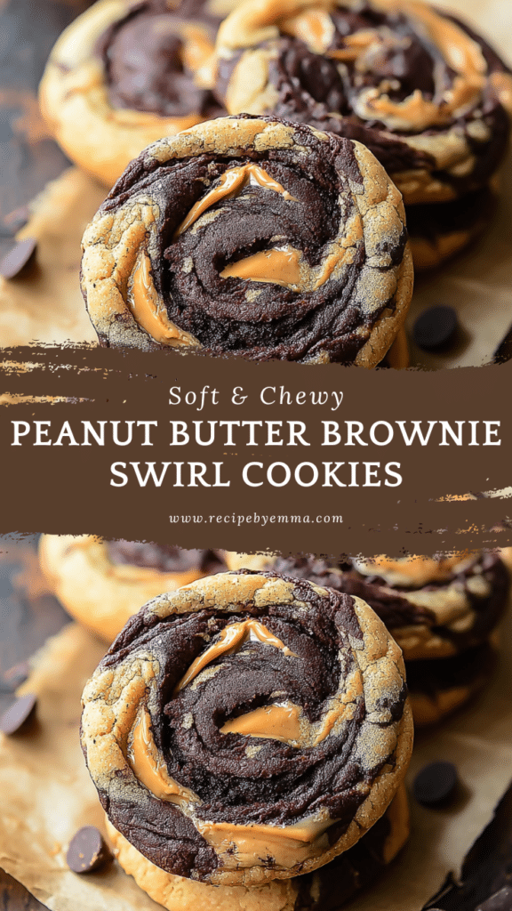 Easy Peanut Butter Brownie Swirl Cookies – Best Homemade Bakery-Style Treat 110 Peanut Butter Brownie Swirl Cookies