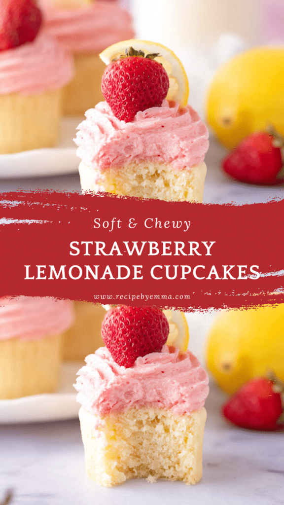Easy Strawberry Lemonade Cupcakes – Moist Lemon Cupcakes with Creamy Strawberry Frosting 98 Strawberry Lemonade Cupcakes
