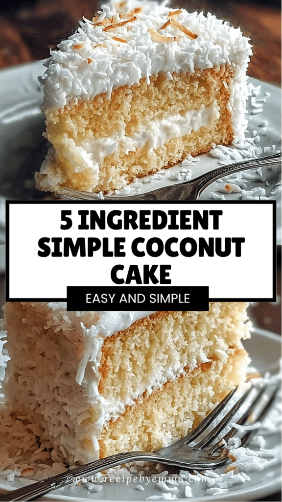 Easy Coconut Cake Recipe – Moist, Tender, and Perfectly Frosted 108 5 Ingredient Simple Coconut Cake