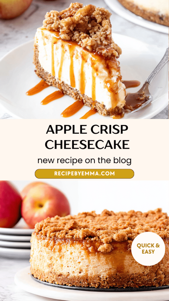 Creamy Apple Crisp Cheesecake Recipe – Fall Dessert with Cinnamon & Oatmeal Crumble 130 Apple Crisp Cheesecake