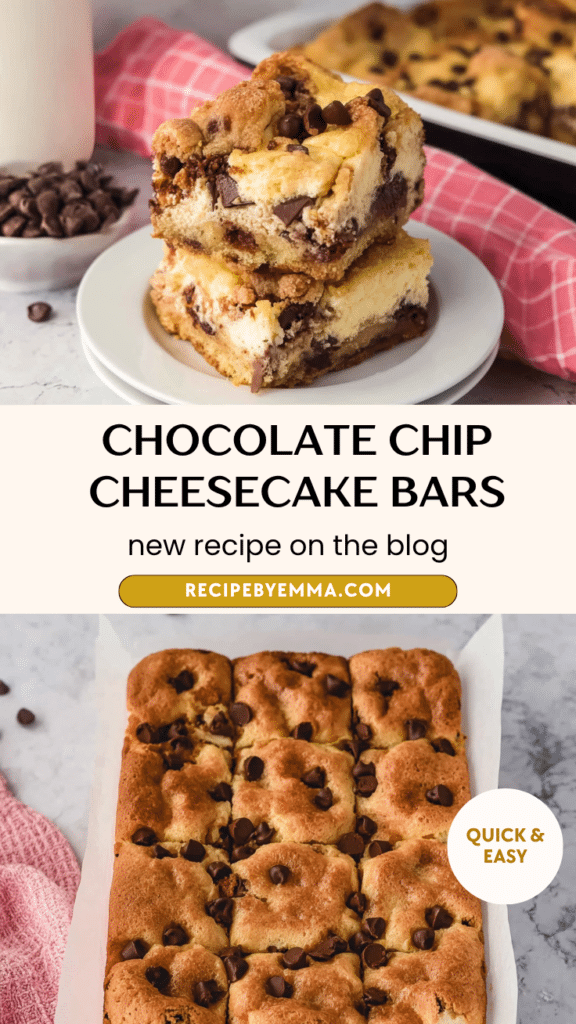 Easy Chocolate Chip Cheesecake Bars – Soft, Chewy, & Creamy Dessert 92 Chocolate Chip Cheesecake Bars