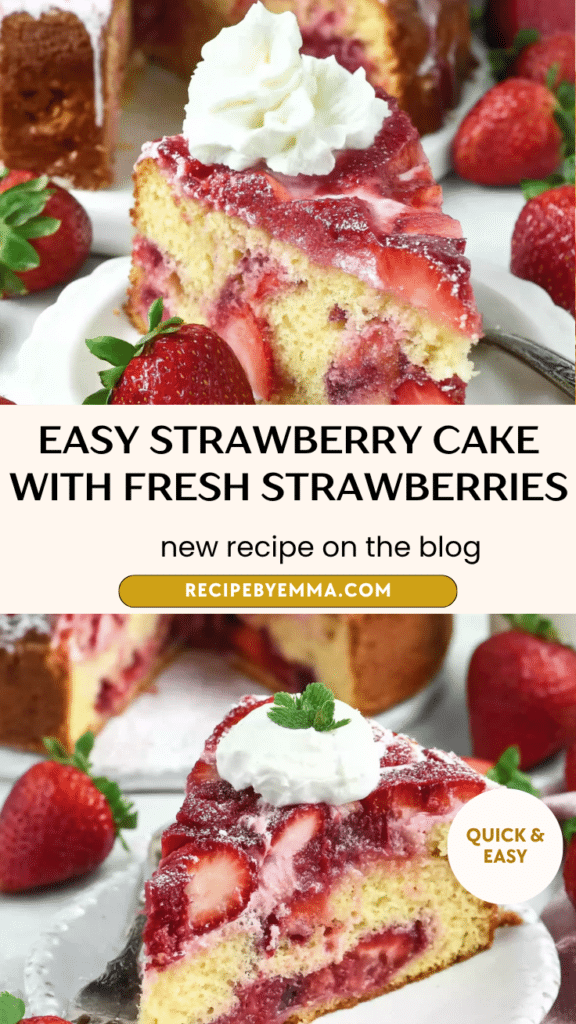 Best Easy Strawberry Cake with Fresh Strawberries – Moist Homemade Coffee Cake Style Dessert 80 Easy Strawberry Cake with Fresh Strawberries